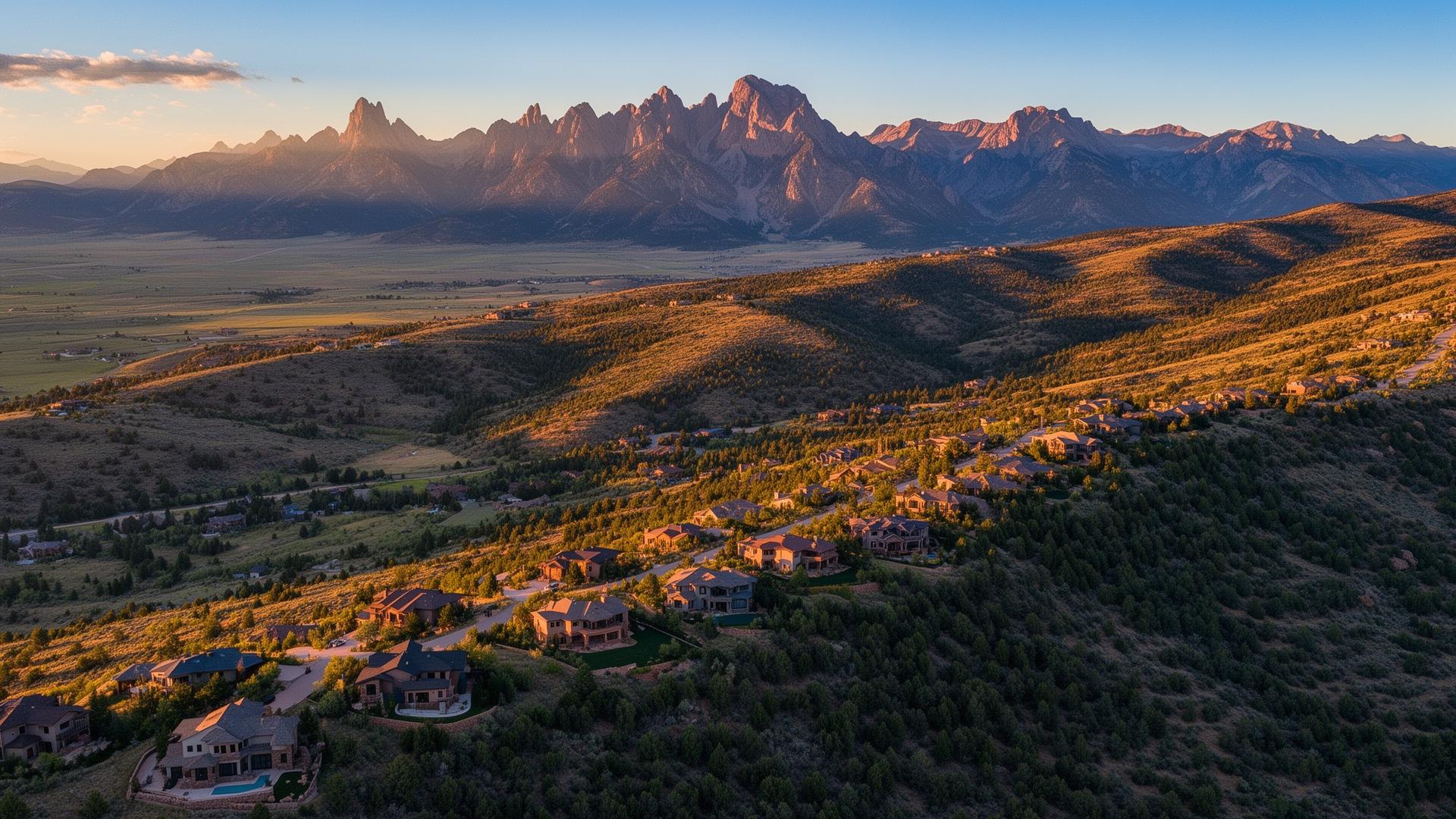 Colorado mountain landscape with residential homes for sale